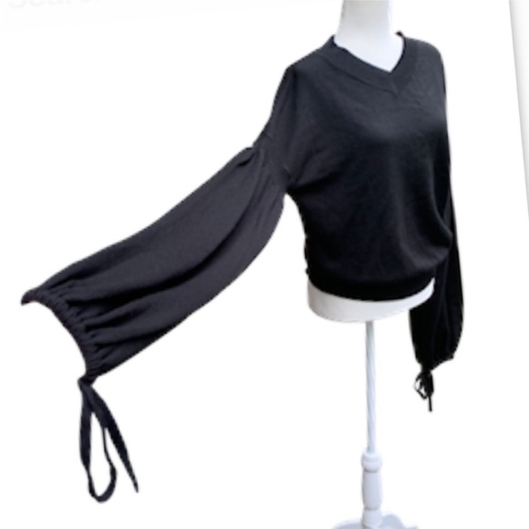 Zimmermann Black Sweater Merino Wool 6 Oversized Exaggerated Sleeves Ties - Picture 8 of 13